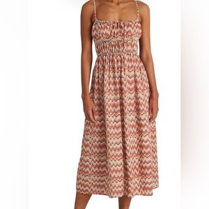 Faithfull the Brand Francesca midi dress, caseload print, NWT